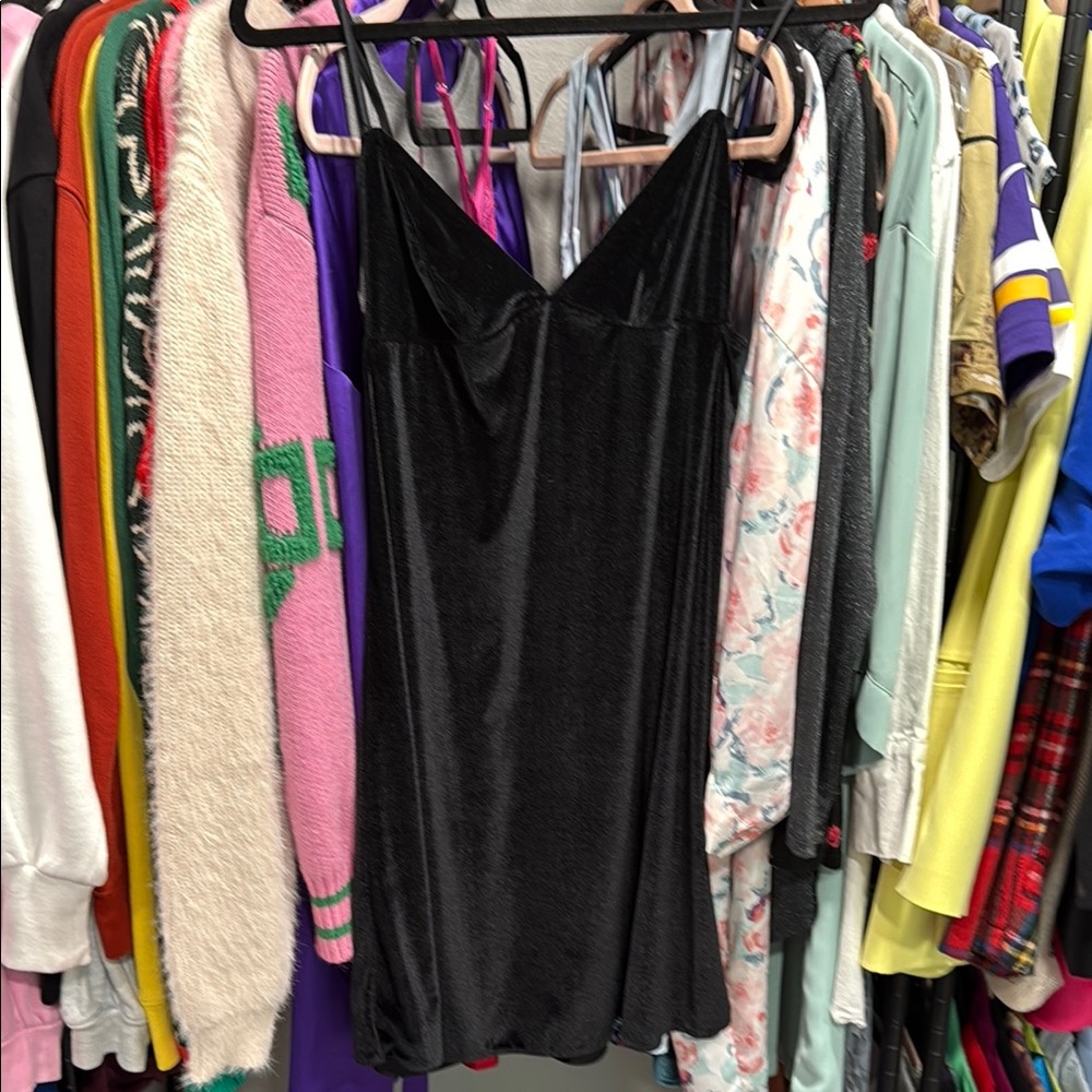 Victoria's Secret Black Velvet slip dress